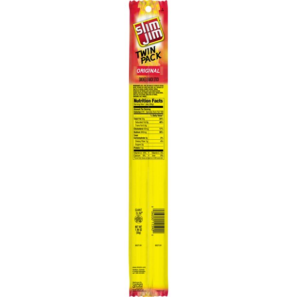 SLIM JIM ORIGINAL GIANT TWIN PACK MEAT STICK BEEF JERKY