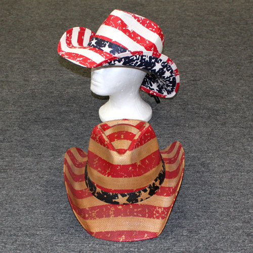 ST-069 USA Flag Pattern Cowboy Hat (Star Pattern Head Band)