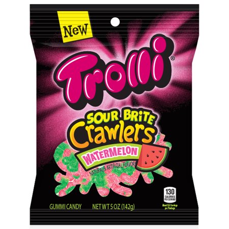 Trolli Sour Brite Crawlers Gummy Candy, Watermelon, 5 Ounce Bag