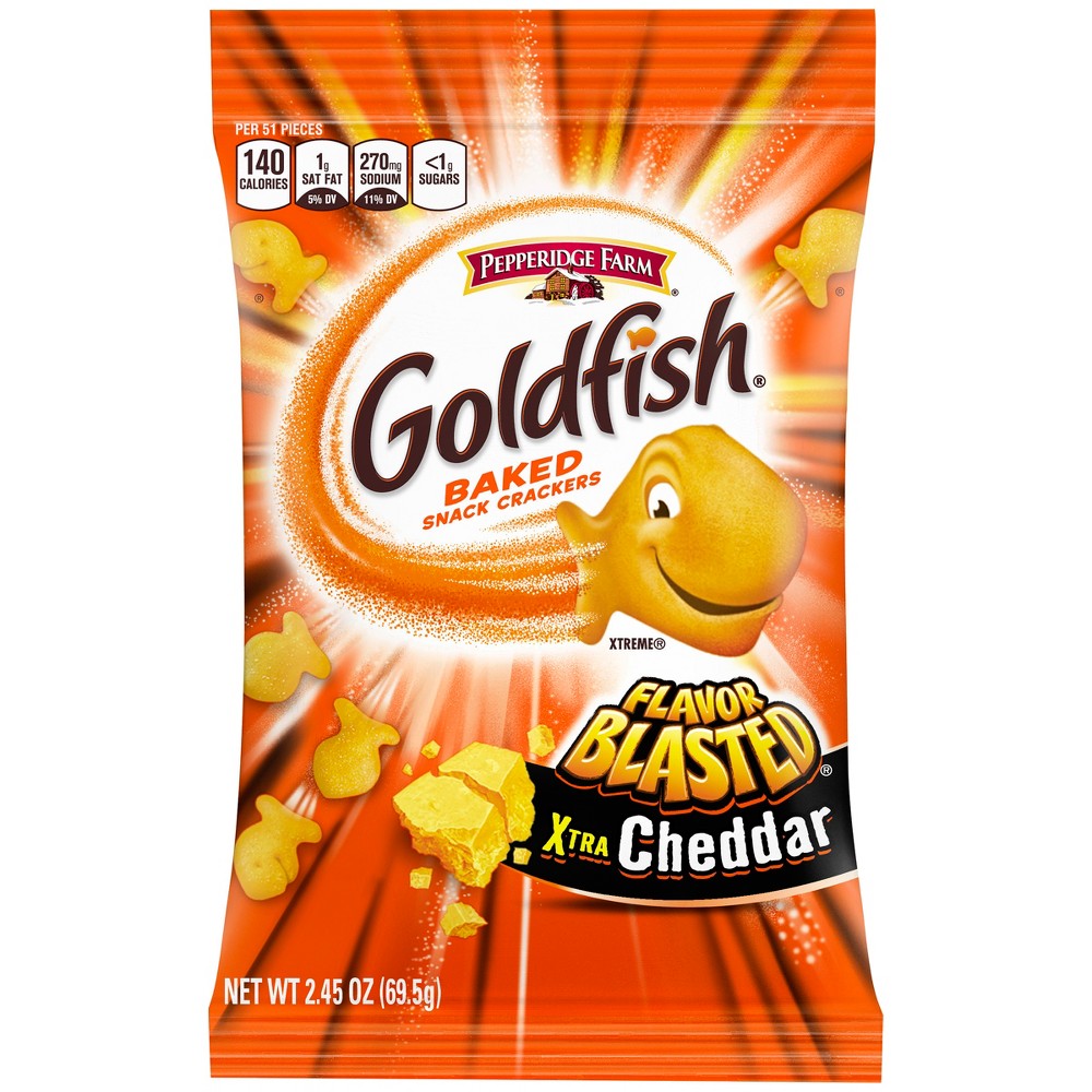 Pepperidge Farm Goldfish Flavor Blasted Extra Cheddar Crackers, 2.45 oz Snack Pack